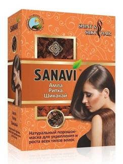 SANAVI Порошок-маска Амла+Ритха+Шикакай для ухода за волосами