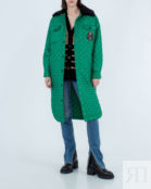 Стеганое пальто ERMANNO FIRENZE D41EB003 зеленый+черный 40