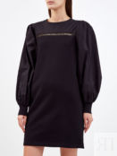 Черное платье-толстовка из комбинированного хлопка KARL LAGERFELD