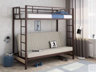 Двухъярусная кровать с диваном Мадлен 
Коричневая