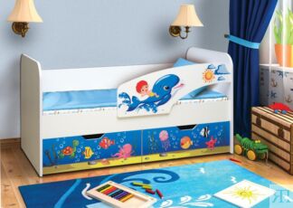 Кровать детская с фотопечатью Дельфин 
80х190