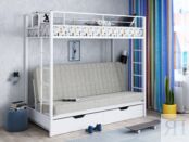Двухъярусная кровать с диваном Мадлен 
ЯЯ Белый ящики Белый