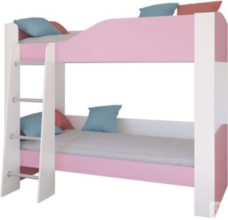 Двухъярусная кровать Астра 2 Белый/Розовый 
(без ящика)