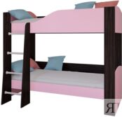 Двухъярусная кровать Астра 2 Венге/Розовый 
(без ящика)