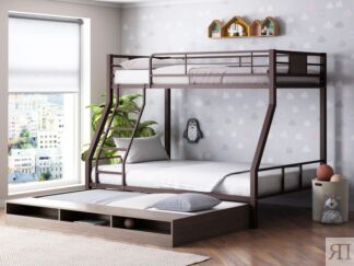 Двухъярусная кровать Гранада-1КВ с выкатным 
спальным местом, Коричневый/Ве