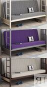 Двухъярусная кровать с диваном Мадлен 
Черная