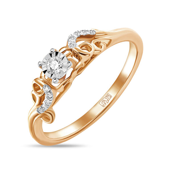 Золотое кольцо c бриллиантами артикул 1614049