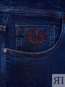 Окрашенные вручную джинсы Cesare с вышитым логотипом SCISSOR SCRIPTOR