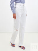 Белые джинсы на высокой посадке с декоративными прорезями ETRO