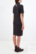 Платье-футболка из шерсти и хлопка с контрастными швами BRUNELLO CUCINELLI