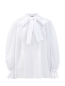 Блуза из полупрозрачного хлопка с бантом и микро-помпонами Vika Gazinskaya