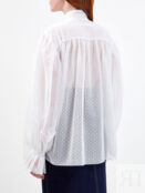 Блуза из полупрозрачного хлопка с бантом и микро-помпонами Vika Gazinskaya