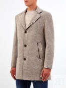 Однобортное пальто из меланжевой шерсти с фактурными швами CUDGI