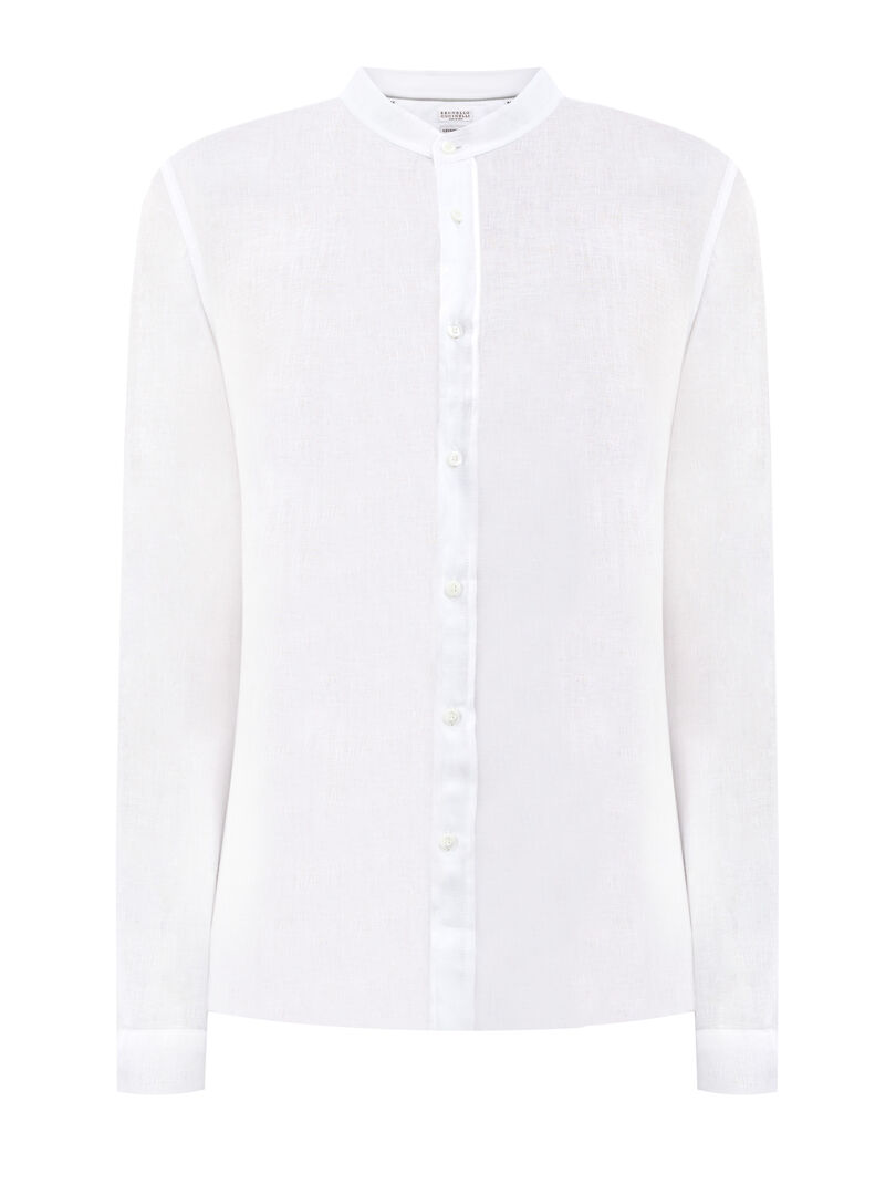 Белая рубашка из дышащей льняной ткани BRUNELLO CUCINELLI