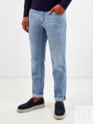 Окрашенные вручную джинсы с нашивкой из кожи BRUNELLO CUCINELLI