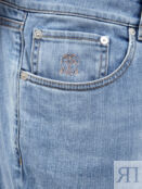 Окрашенные вручную джинсы с нашивкой из кожи BRUNELLO CUCINELLI