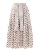 Свободная юбка-миди из тонкого хлопка с принтом и поясом LORENA ANTONIAZZI