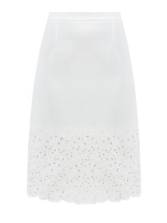 Белая юбка-миди ручной работы с кружевной отделкой ERMANNO SCERVINO