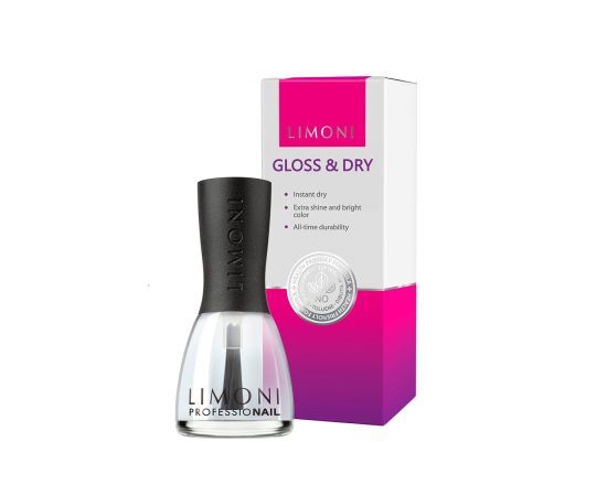 LIMONI Основа и покрытие Gloss & Dry Покрытие "Блеск + Сушка" 15 мл фото 1