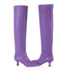 Кожаные сапоги с заостренным мысом фиолетовые, размер 36