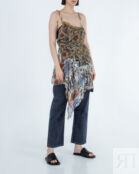 Рестайлинговый топ из шелка 1/OFF 23127-5. S/M зеленый+принт s/m 23127-5. S/M фото 2