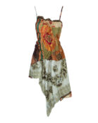 Шелковый винтажный топ 1/OFF 23127-5. M/L зеленый+красный+принт m/l 23127-5. M/L фото 1