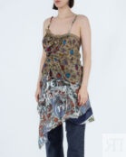 Рестайлинговый топ из шелка 1/OFF 23127-5. S/M зеленый+принт s/m 23127-5. S/M фото 3