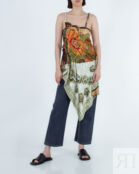 Шелковый винтажный топ 1/OFF 23127-5. M/L зеленый+красный+принт m/l 23127-5. M/L фото 2