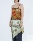 Шелковый винтажный топ 1/OFF 23127-5. M/L зеленый+красный+принт m/l 23127-5. M/L фото 3
