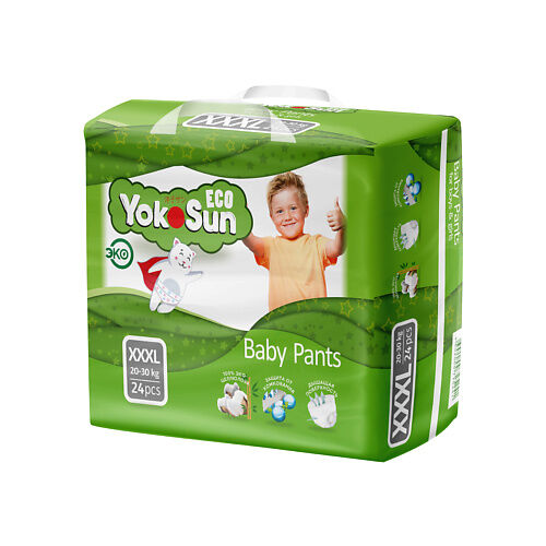 YOKOSUN Детские подгузники-трусики Eco размер XXXL (20-30 кг), 24шт.