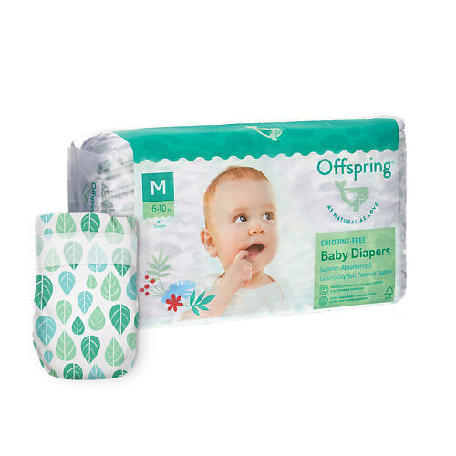 OFFSPRING Подгузники, M 6-10 кг Листочки