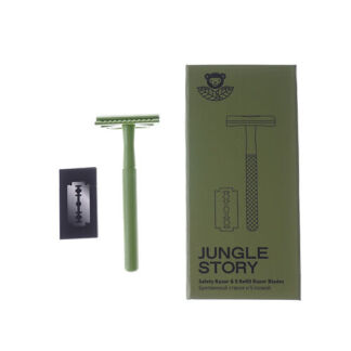 JUNGLE STORY Безопасный станок для бритья зеленый с лезвиями в комплекте
