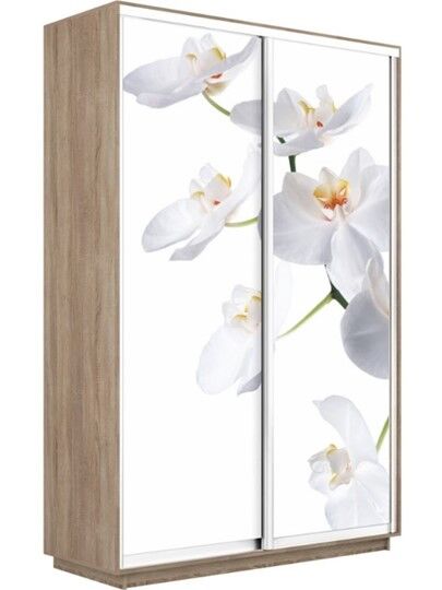 Шкаф 2-дверный Дуо 1400x600x2400, Белая Орхидея, дуб сонома
