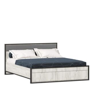 Двуспальная кровать Техно 1600 (С основанием) Дуб крафт белый/Серый шифер 6