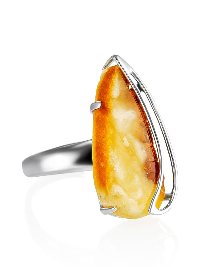 Серебряное кольцо с натуральным пейзажным янтарём Amberholl
