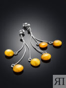 Серьги на замочках-гвоздиках из серебра с натуральным янтарем «Медовые пуго