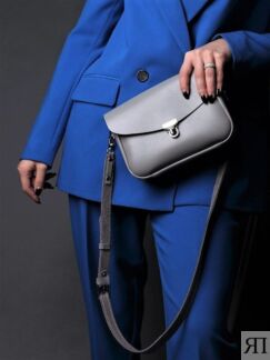 Женская сумка через плечо из натуральной кожи серая A001 grey