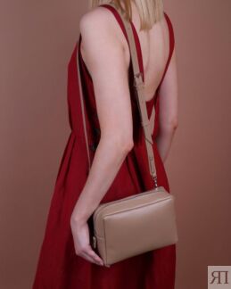 Женская сумка через плечо из натуральной кожи бежевая A007 beige