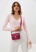 Женская поясная сумка из натуральной кожи розовая A001 fuchsia mini grain