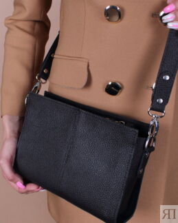 Женская кожаная сумка кросс-боди черная A025 black mini grain