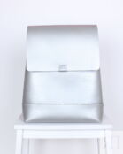 Женский кожаный рюкзак из натуральной кожи серебристый B002 silver